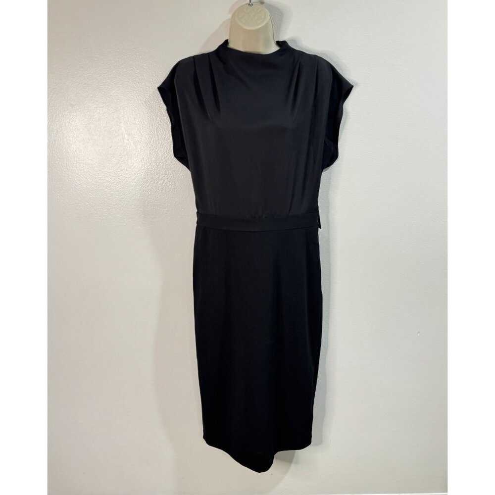 NWT Express Dress M Black Pencil Sheath High Neck Minimalist Career Cocktail